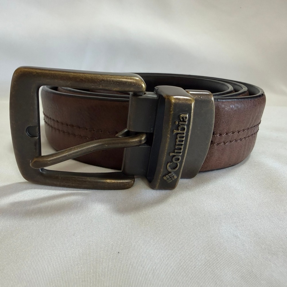 Columbia Mens Reversible Belt Brown Black Faux Leather Size M 34-36